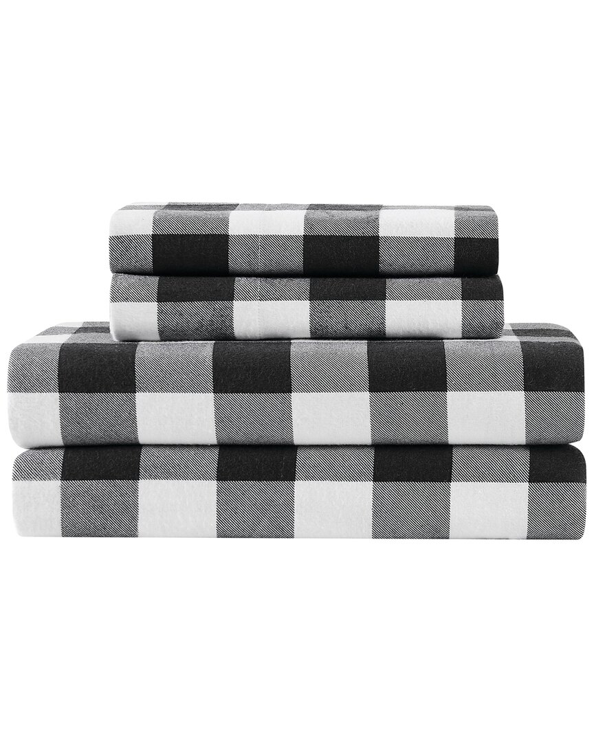 Truly Soft Buffalo Check Flannel Sheet Set In Gray