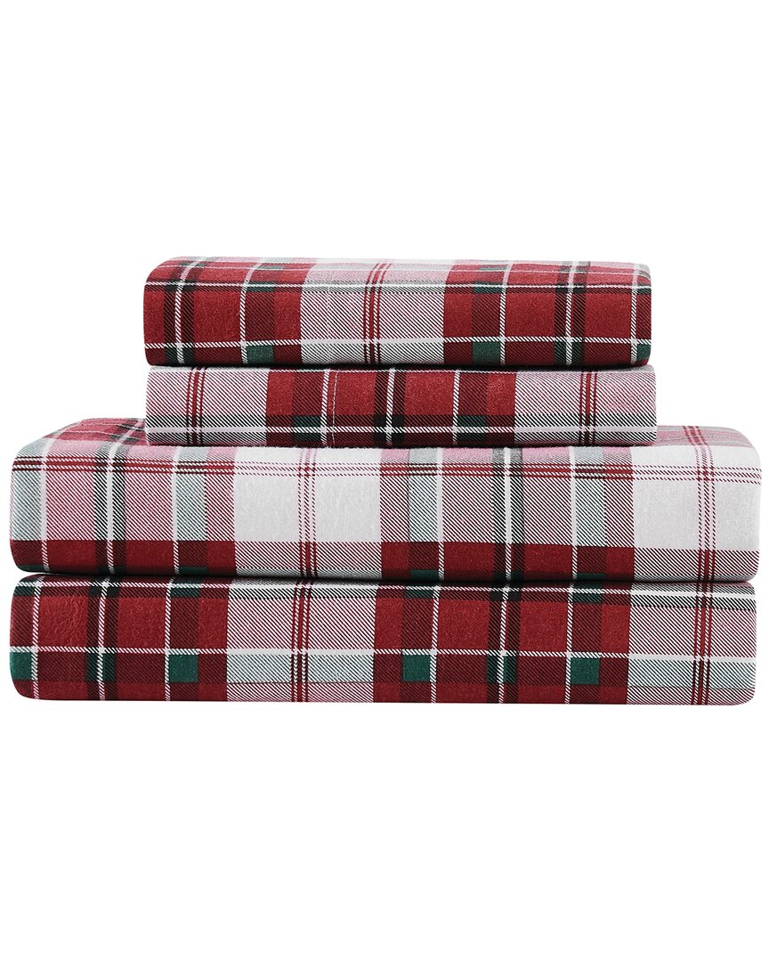 Truly Soft Holiday Plaid Flannel Sheet Set In Red