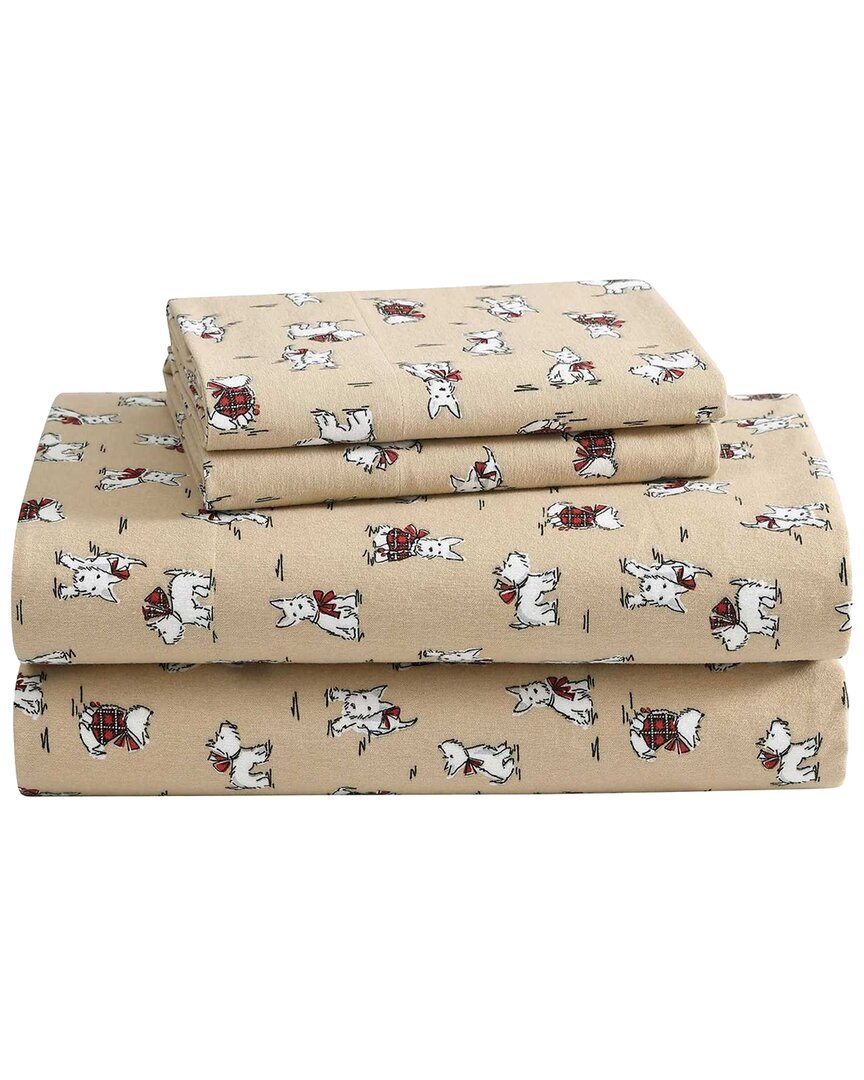 Laura Ashley Holiday Scottie Cotton Flannel Sheet Set