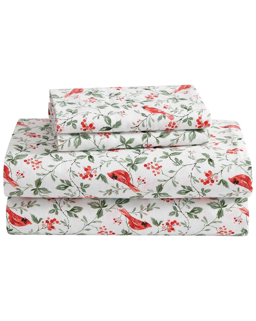 Laura Ashley Jolly Cardinals Cotton Flannel Sheet Set