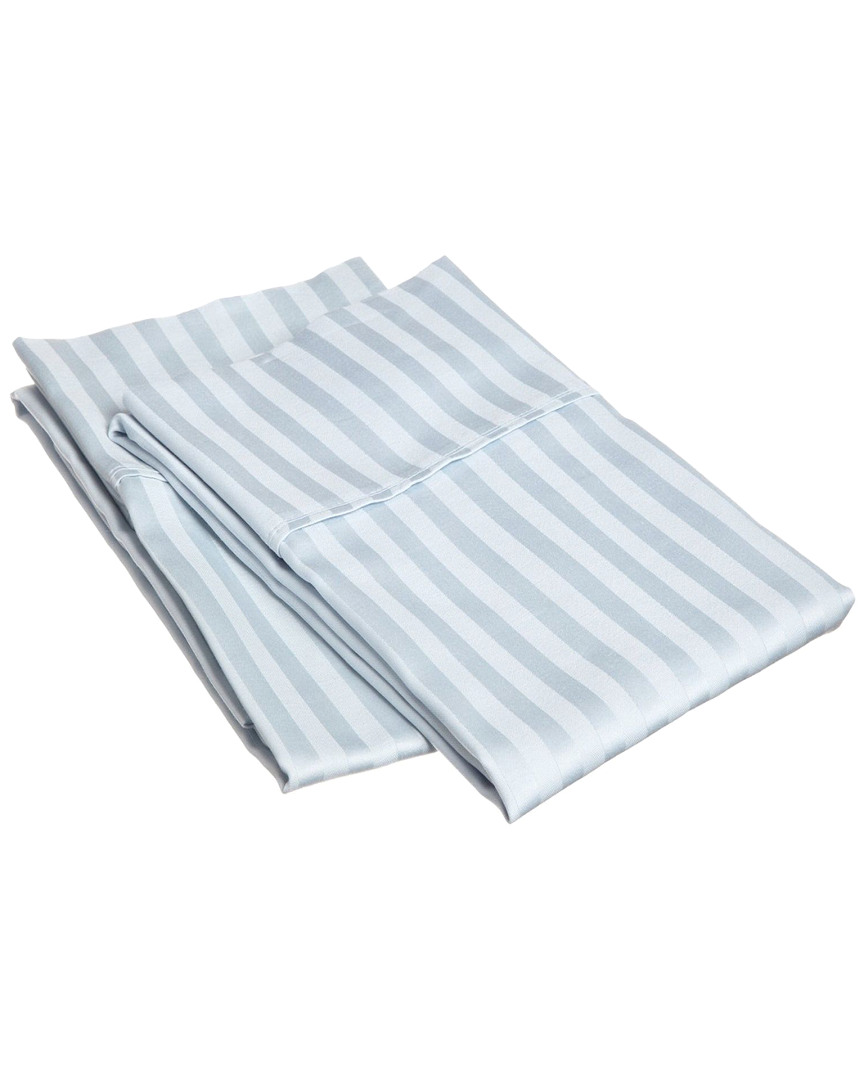 Superior 400 Thread Count Combed Cotton Striped Pillowcases In Blue
