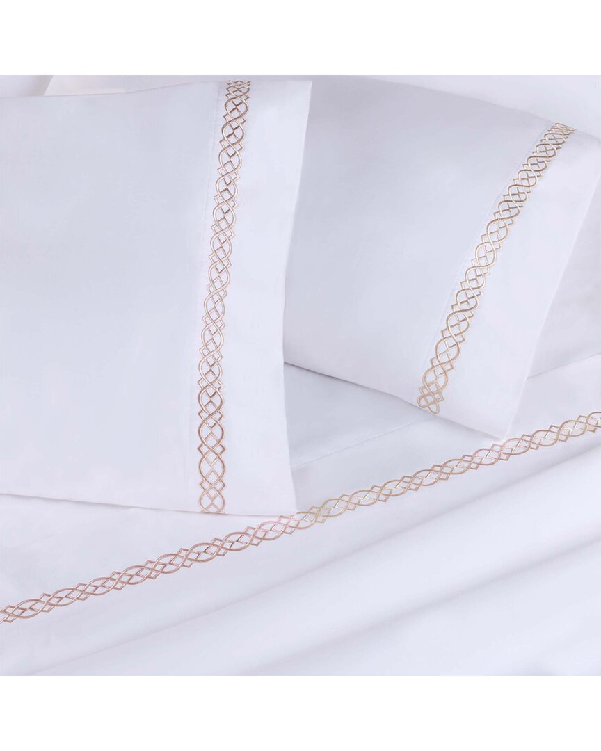 Superior Set Of 2 Egyptian Cotton 1000 Thread Count Embroidered Pillowcases