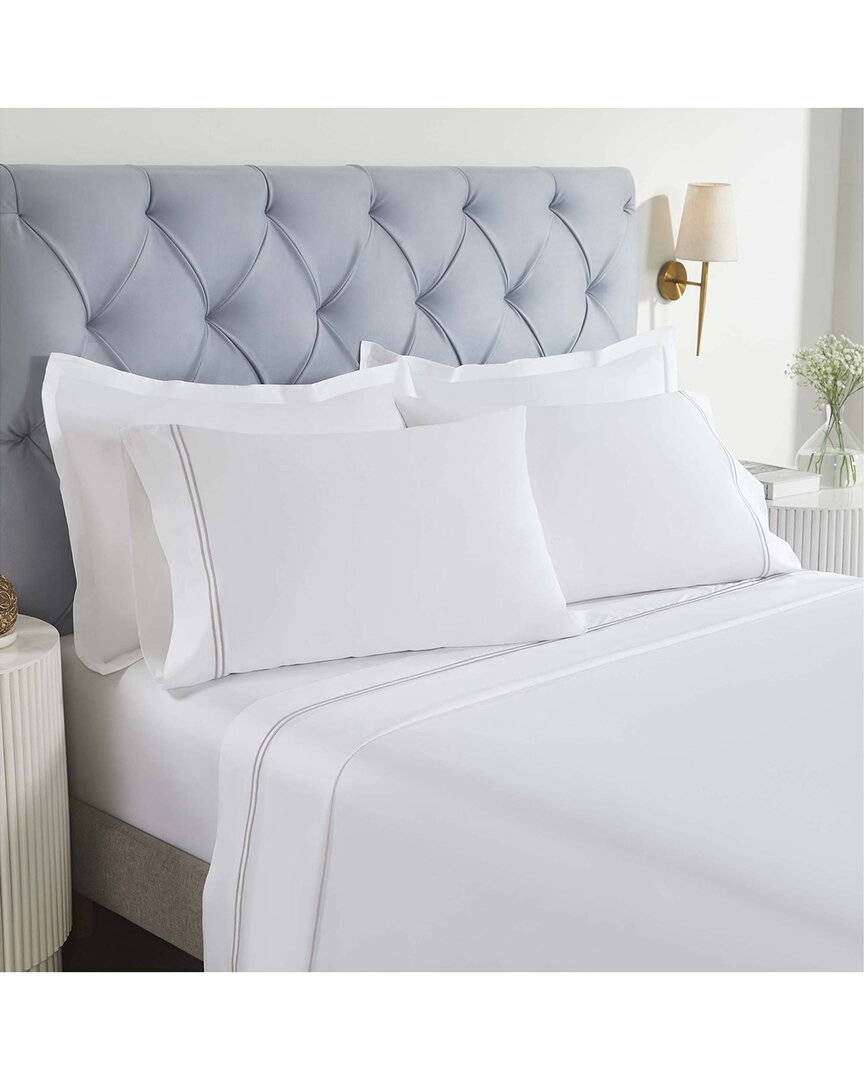 Superior Fieldstone Cotton Two-line Embroidered Deep Pocket Bed Sheet Set