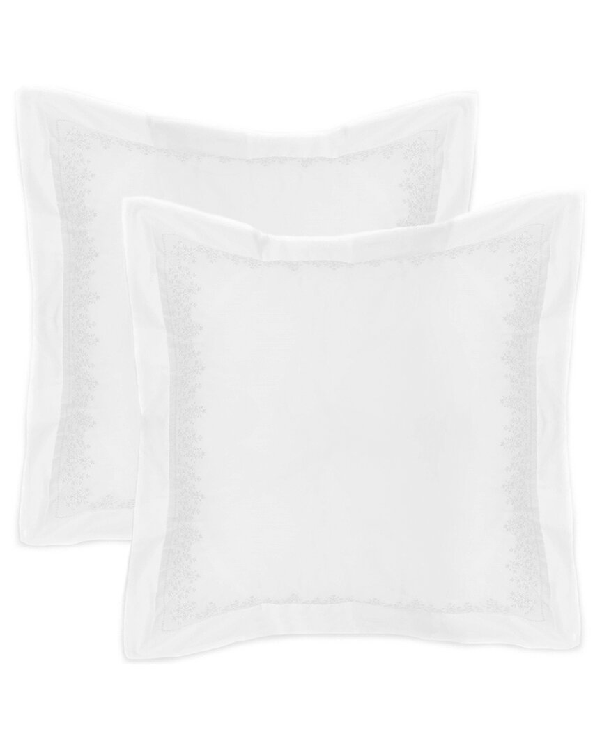 Melange Mélange Home 300 Thread Count Percale Cotton Baby's Breath Embroidery Euro Shams