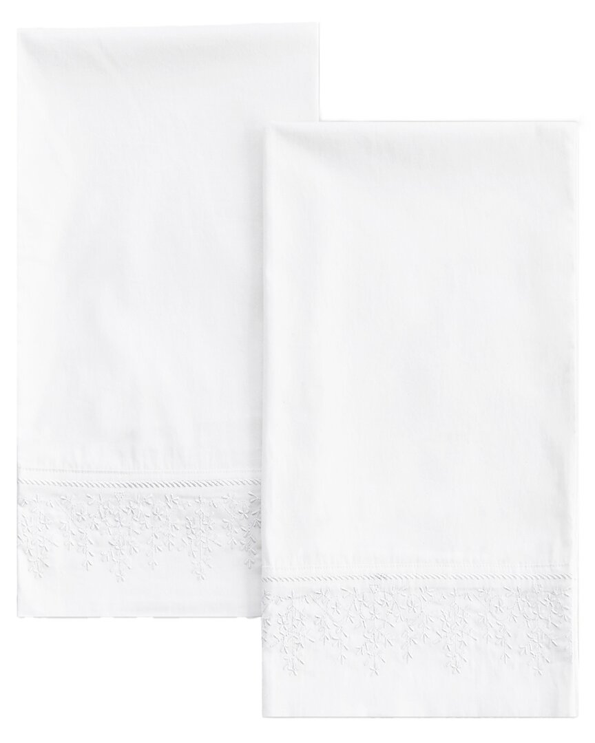 Melange Mélange Home 300 Thread Count Percale Cotton Baby's Breath Embroidery Pillowcases