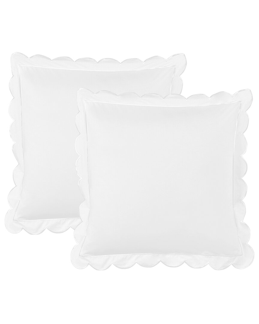 Melange Mélange Home 300 Thread Count Scallop Frame Embroidery Percale Cotton Euro Shams