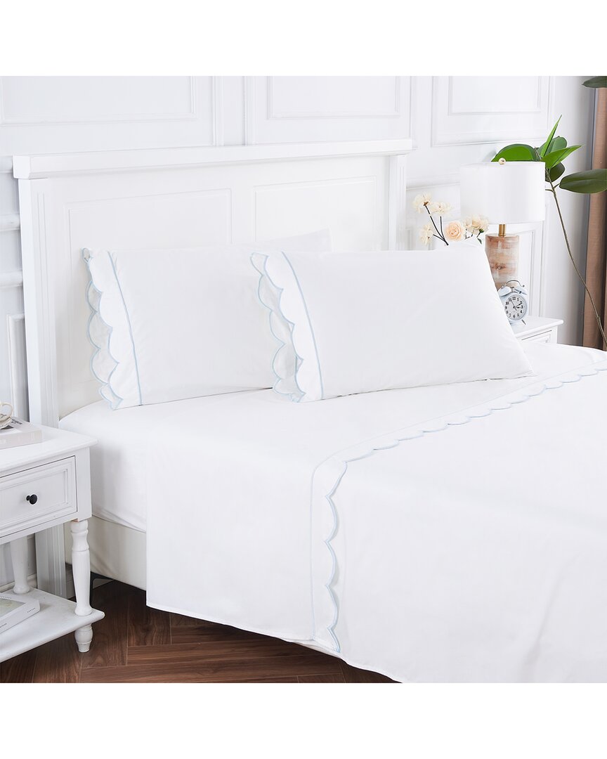 Melange Mélange Home 600 Thread Count Scallop Rope Embroidery Sheet Set
