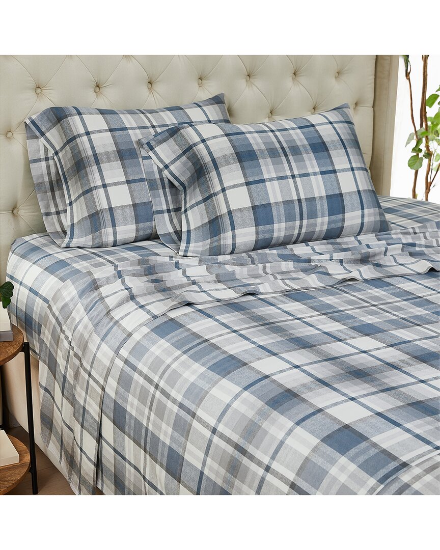 Southshore Fine Linens Highland 300 Thread Count Cotton Extra Deep Pocket Plaid Sheet Set