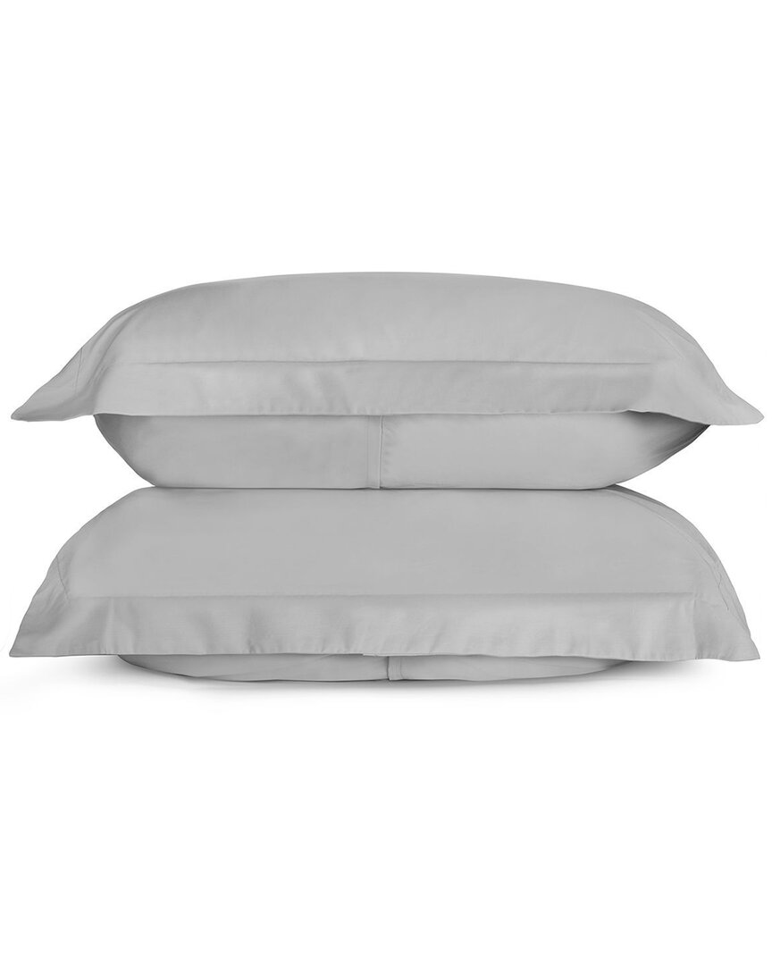 Bombacio Linens Sunrise Cloud Grey Sateen Set Of 2 Pillow Shams