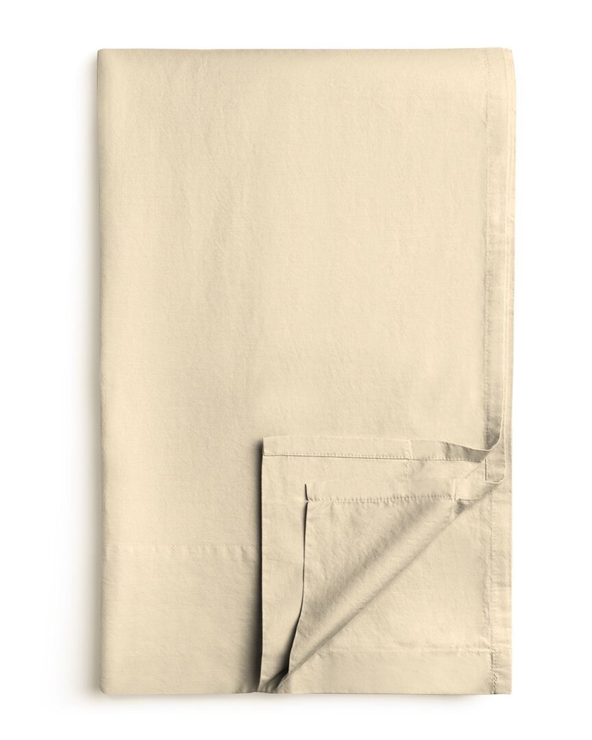 Bombacio Linens Sunset Ivory Brushed Cotton Percale Flat Sheet