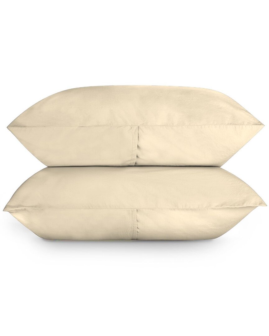 Bombacio Linens Sunset Ivory Brushed Cotton Percale Set Of 2 Pillow Cases