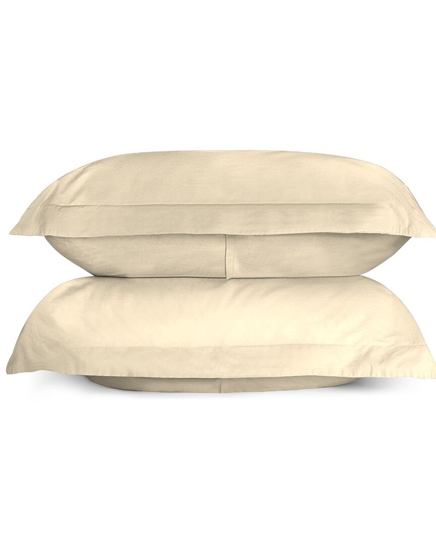 Bombacio Linens Sunset Ivory Brushed Cotton Percale Set Of 2 Pillow Shams