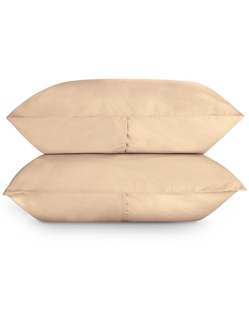 Bombacio Linens Sunset Sand Brushed Cotton Percale Set Of 2 Pillow Cases