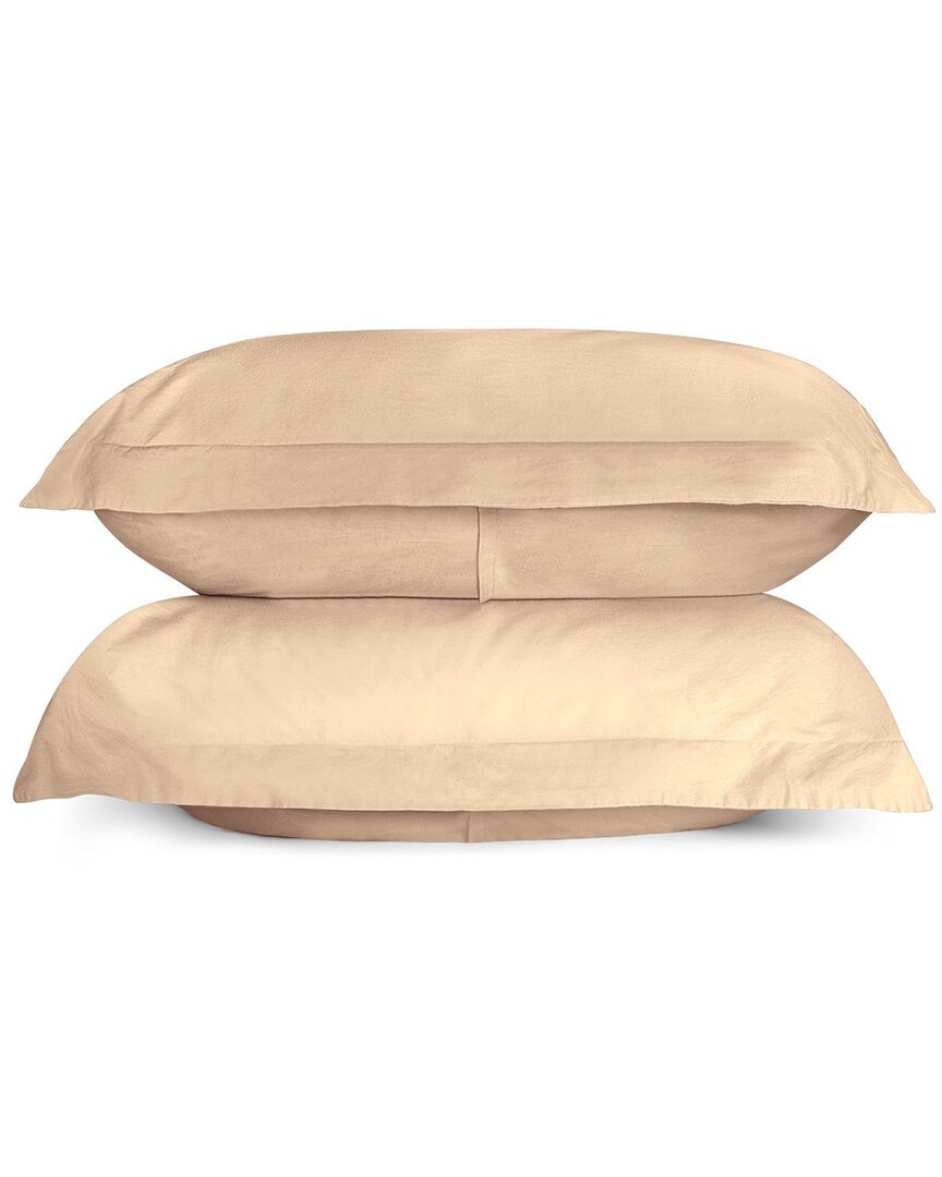 Bombacio Linens Sunset Sand Brushed Cotton Percale Set Of 2 Pillow Shams