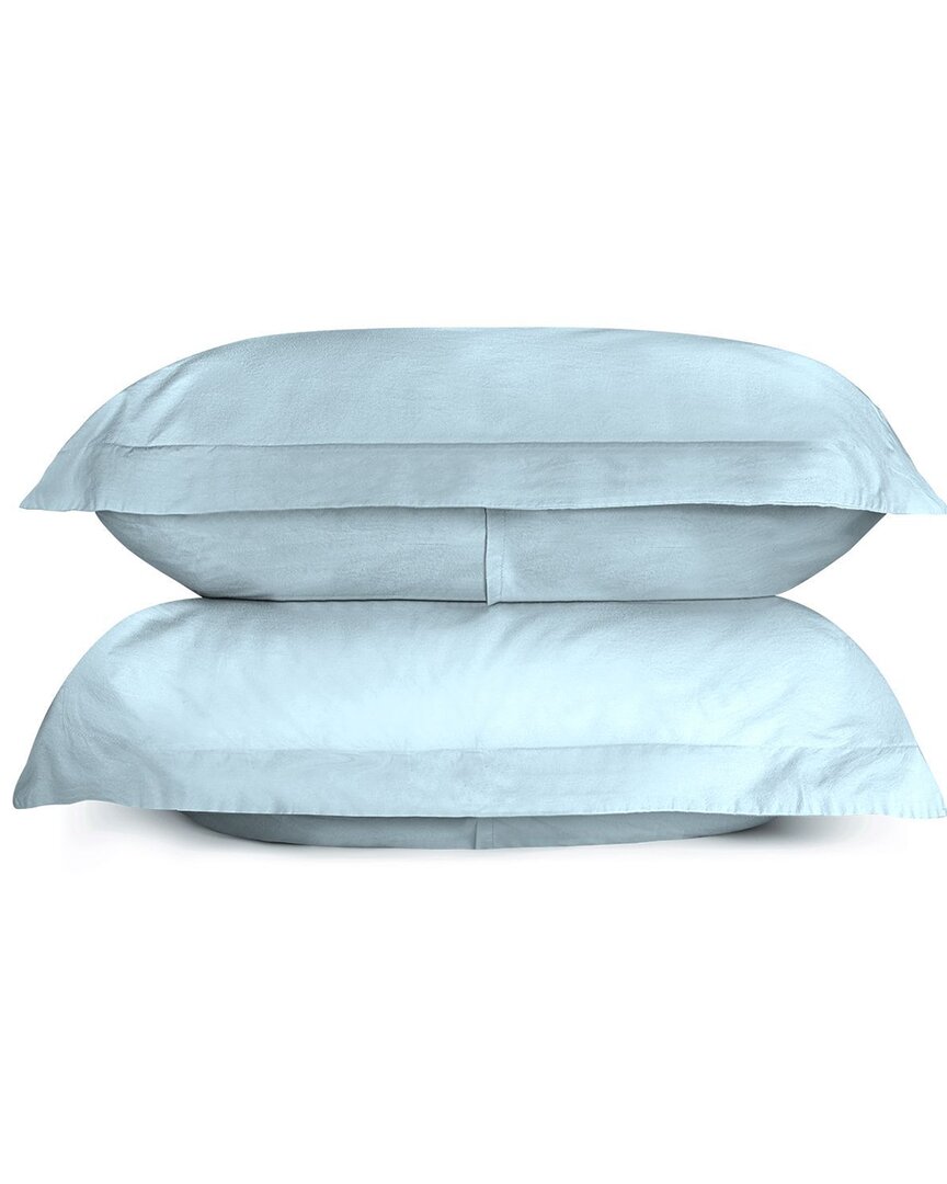 Bombacio Linens Sunset Sky Blue Brushed Cotton Percale Set Of 2 Pillow Shams