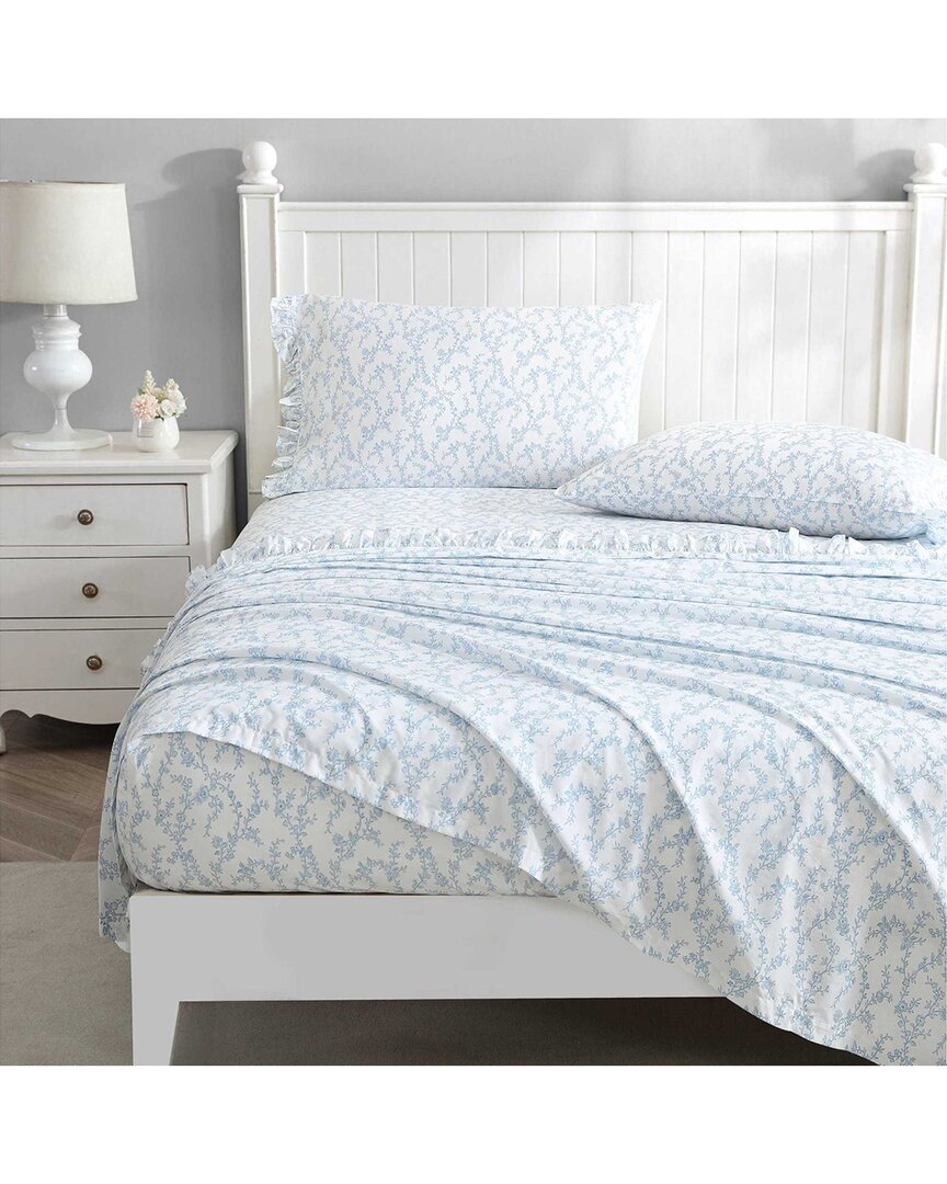 Laura Ashley 200 Thread Count Roseford Percale Sheet Set In Orange