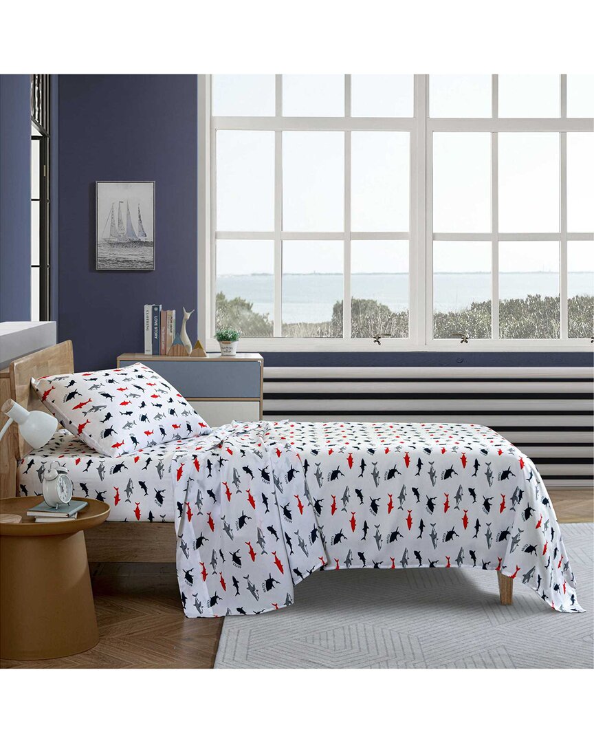 Nautica Branson Sharks Lightweight Sheet Set In Blue