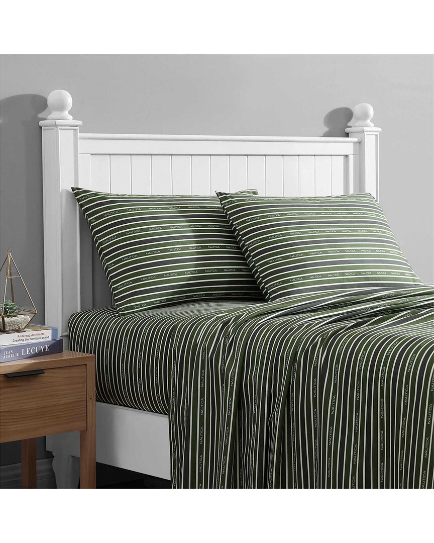 Nautica Varadero Typeface Lightweight Sheet Set In Green