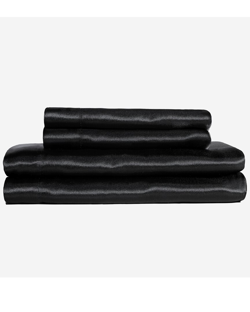 Baltic Linen Luxury Satin Super Soft Sheet Sets In Black