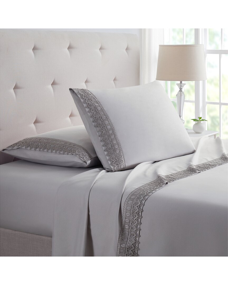 Bamboo Comfort Lace Crochet Embroidery 4pc Sheet Set