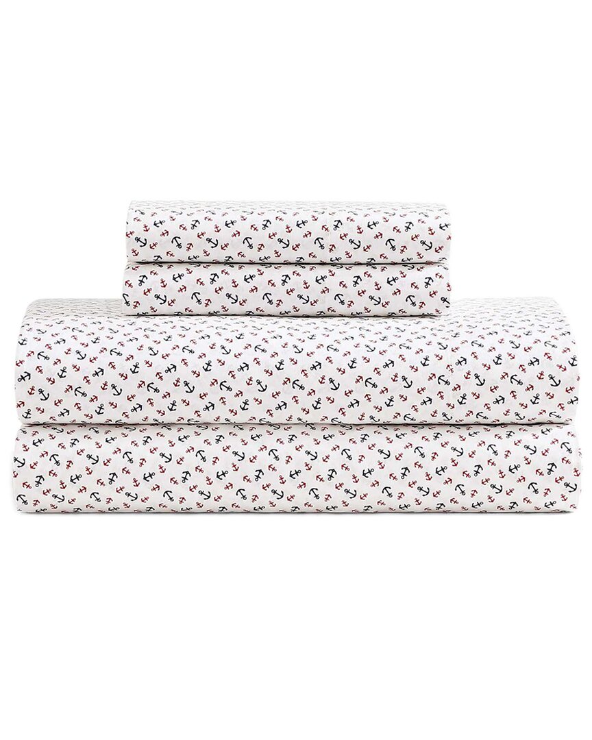 TOMMY HILFIGER TOMMY HILFIGER 200 THREAD COUNT ATLANTIC ANCHORS COTTON PERCALE SHEET SET