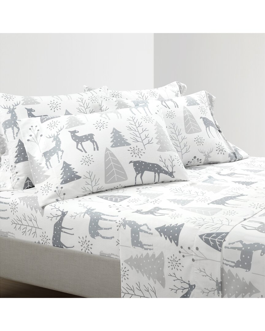 Lush Decor Wonderland Soft Flannel Sheet Set In Gray
