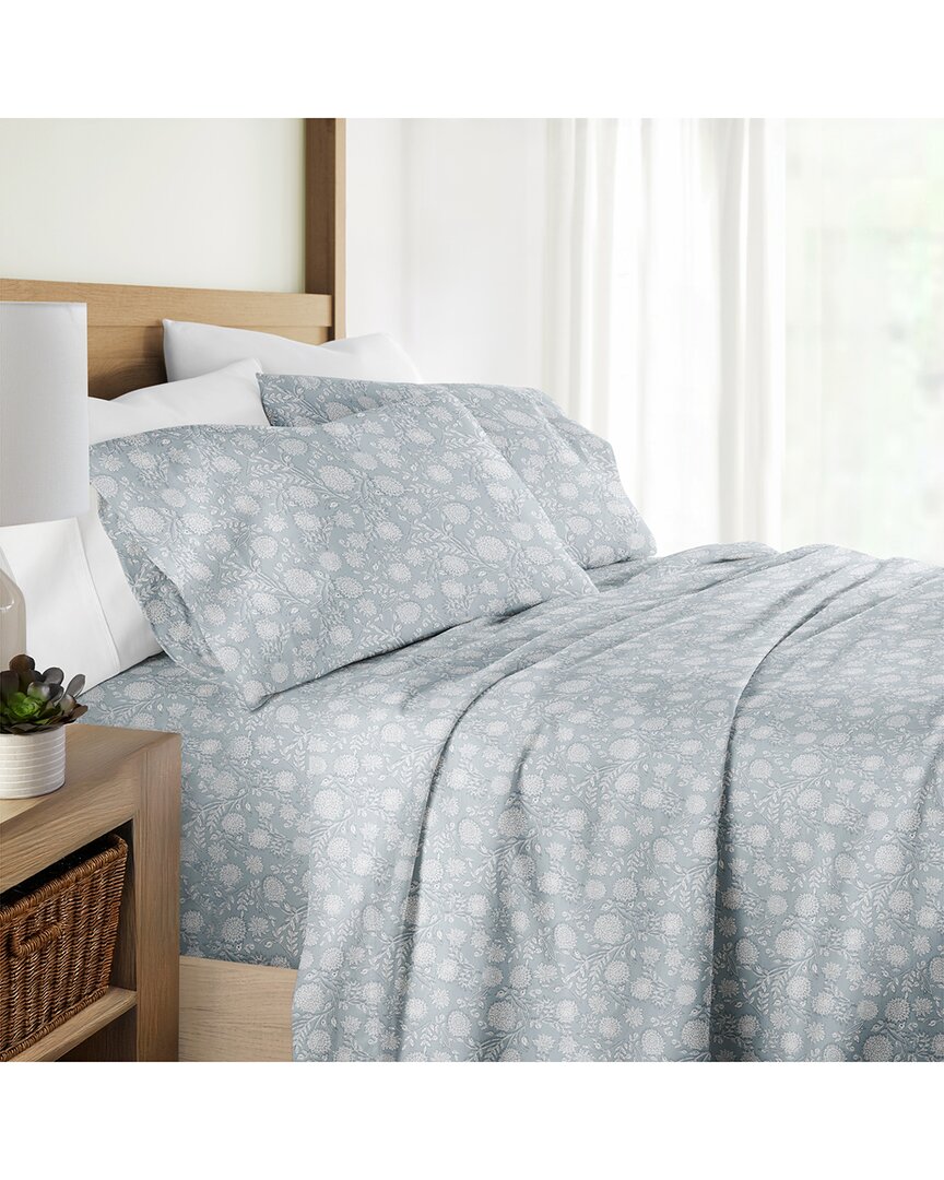 Home Collection 300 Thread Count 4pc Cotton Pattern Sheet Set In Blue