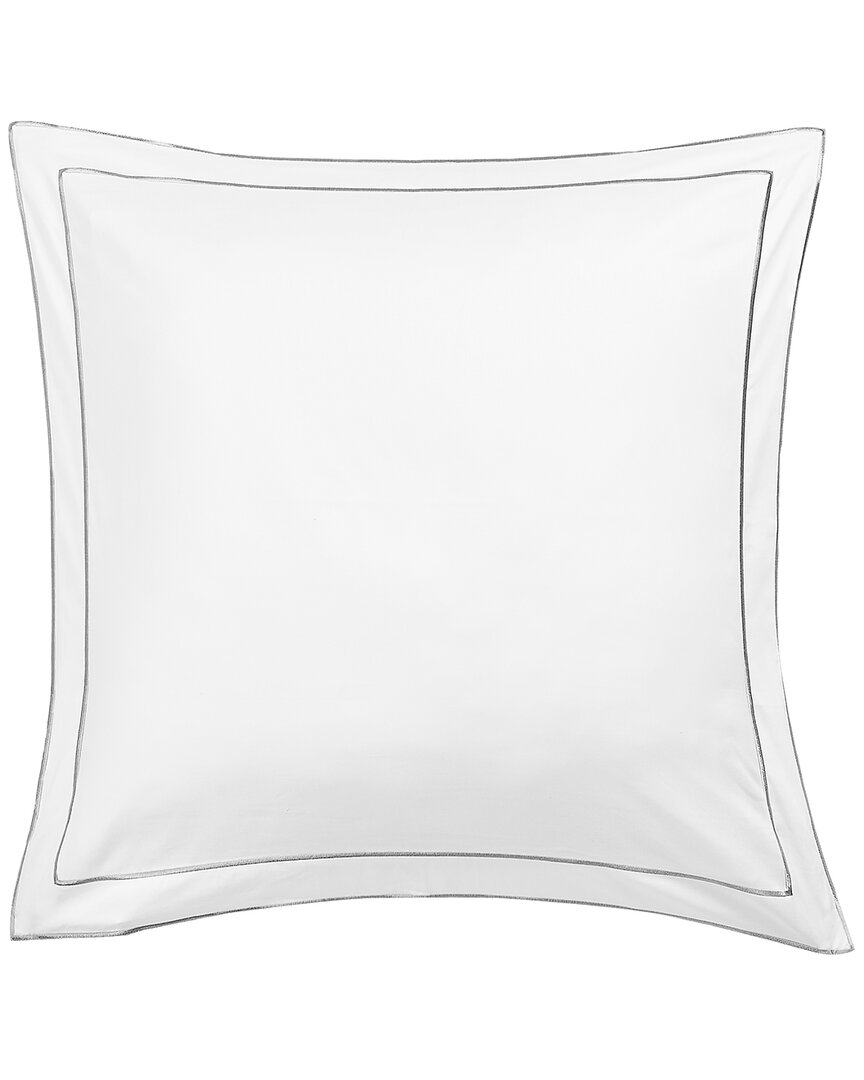 Melange Home 600 Thread Count Framed Embroidery Sateen Cotton Euro Shams In Grey