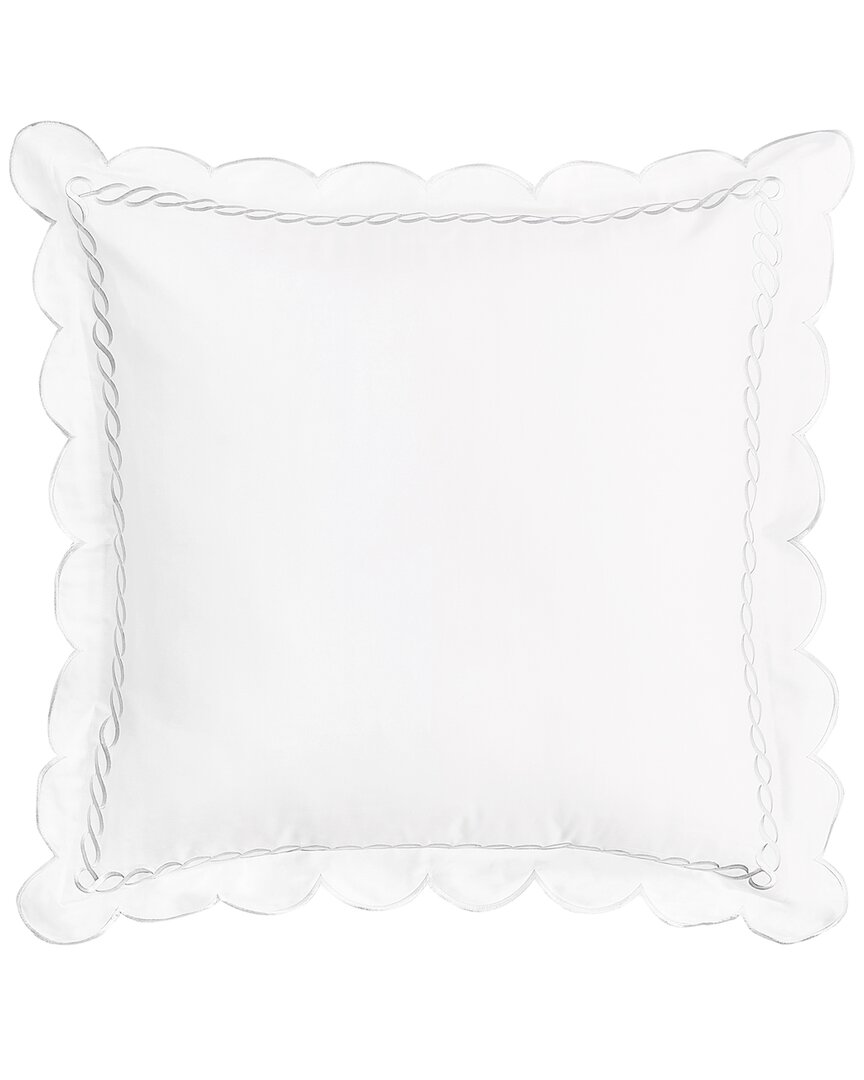 Melange Home 600 Thread Count Scallop Rope Embroidery Euro Shams In White