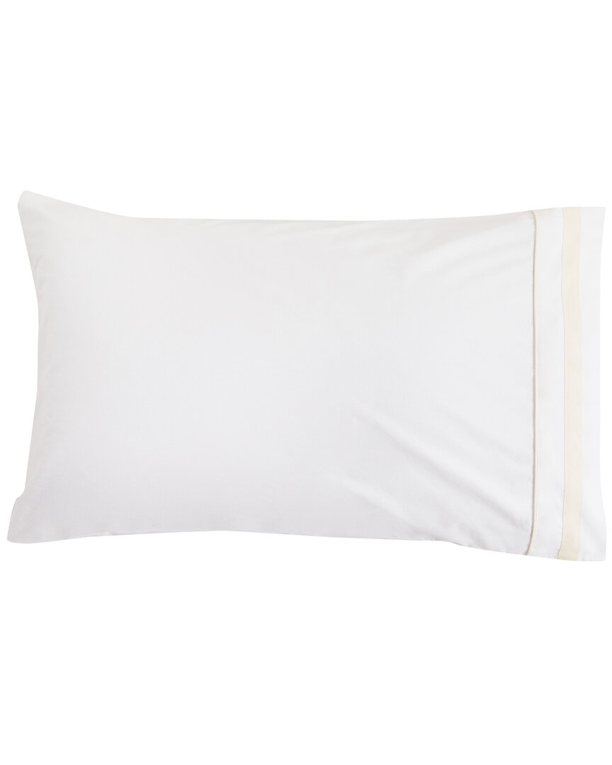 Melange Home 300 Thread Count Percale Cotton Classic Double Border Pillowcases In White