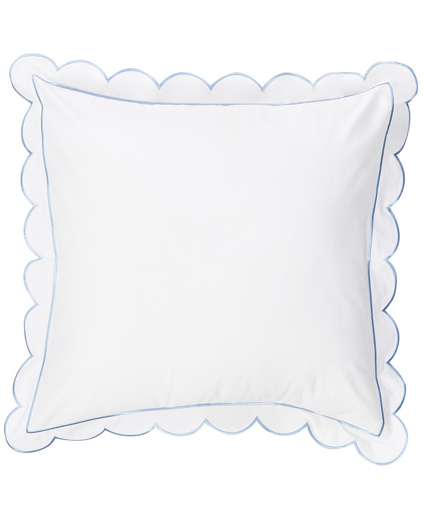 Melange Home 300 Thread Count Scallop Frame Embroidery Percale Cotton Euro Shams In Blue
