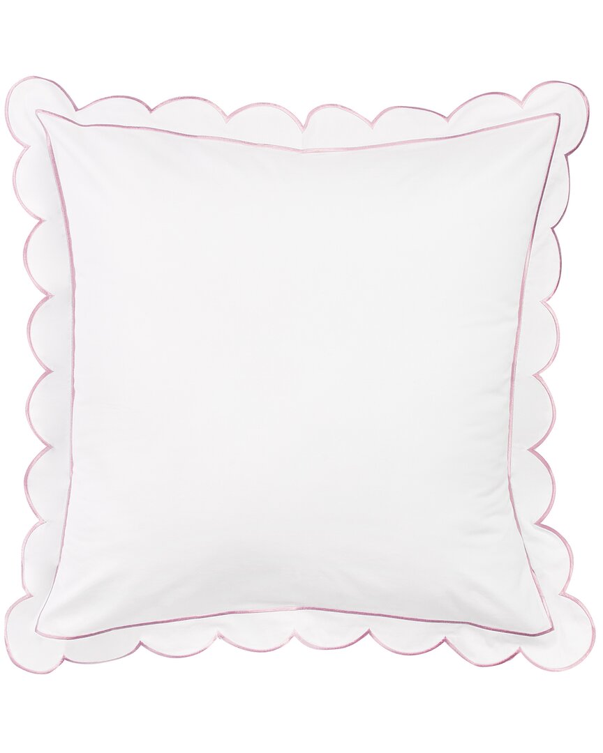 Melange Home 300 Thread Count Scallop Frame Embroidery Percale Cotton Euro  Shams In Pink