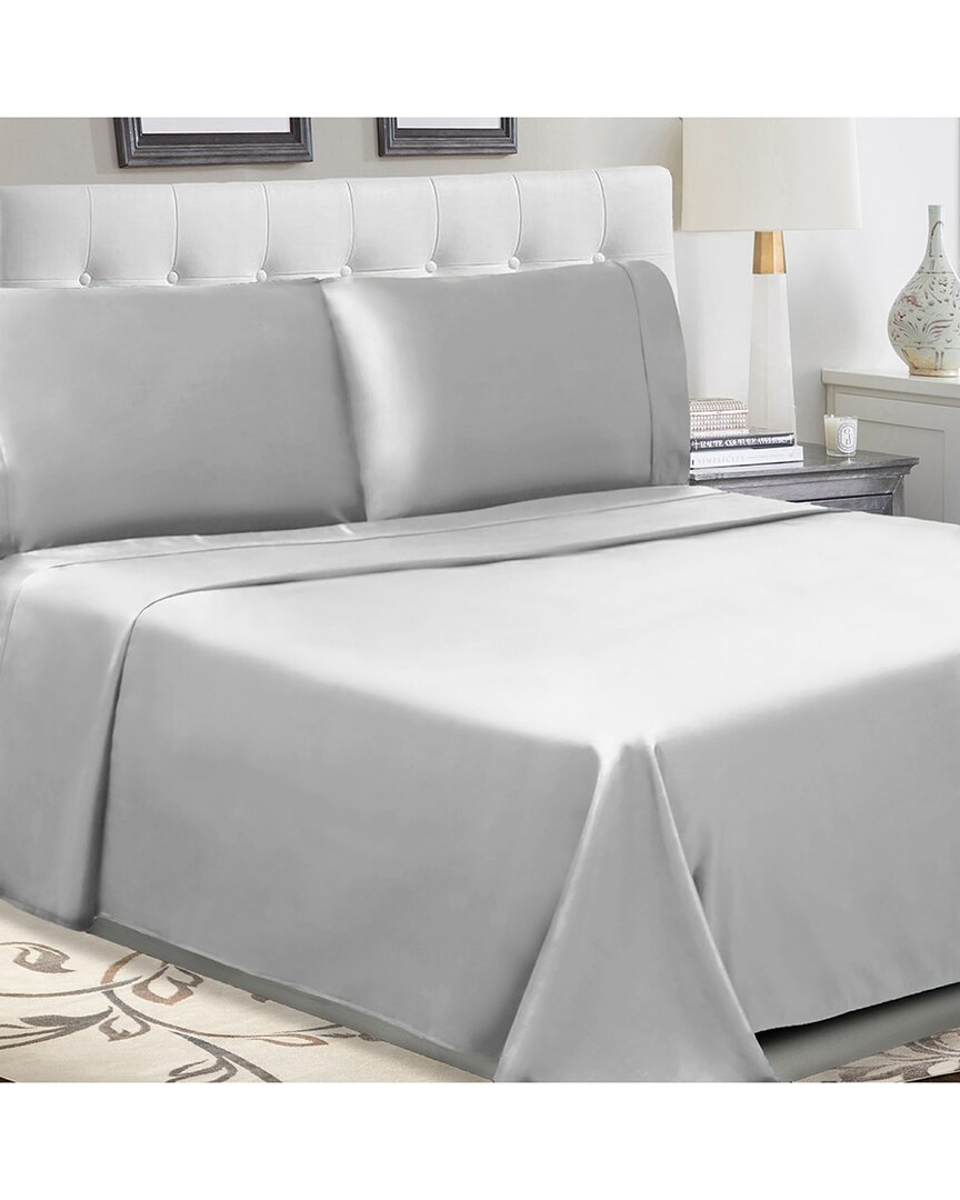 Superior Solid 300-thread Count Cotton Percale Deep Pocket Sheet Set In Silver