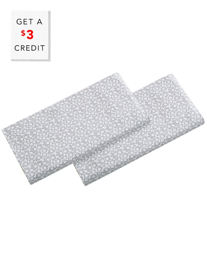 Shop Marimekko Pikkuinen Unikko Cotton Percale Pillowcase Set With $3 Credit In Grey