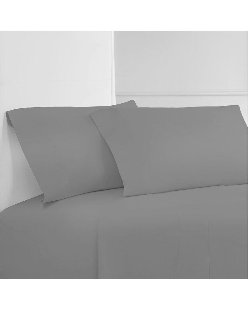 Melange Home 400 Thread Count Pleat Sheet Set With Bonus Pillowcases In Grey