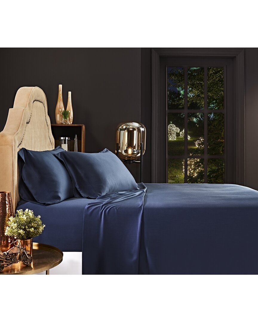 Orchids Lux Home 400tc Sateen Merida 4pcs Sheet Set In Navy