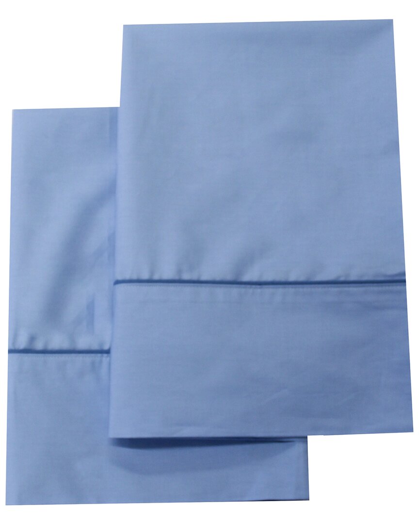 Belle Epoque Combed Cotton Percale Pillowcase Pair In Blue