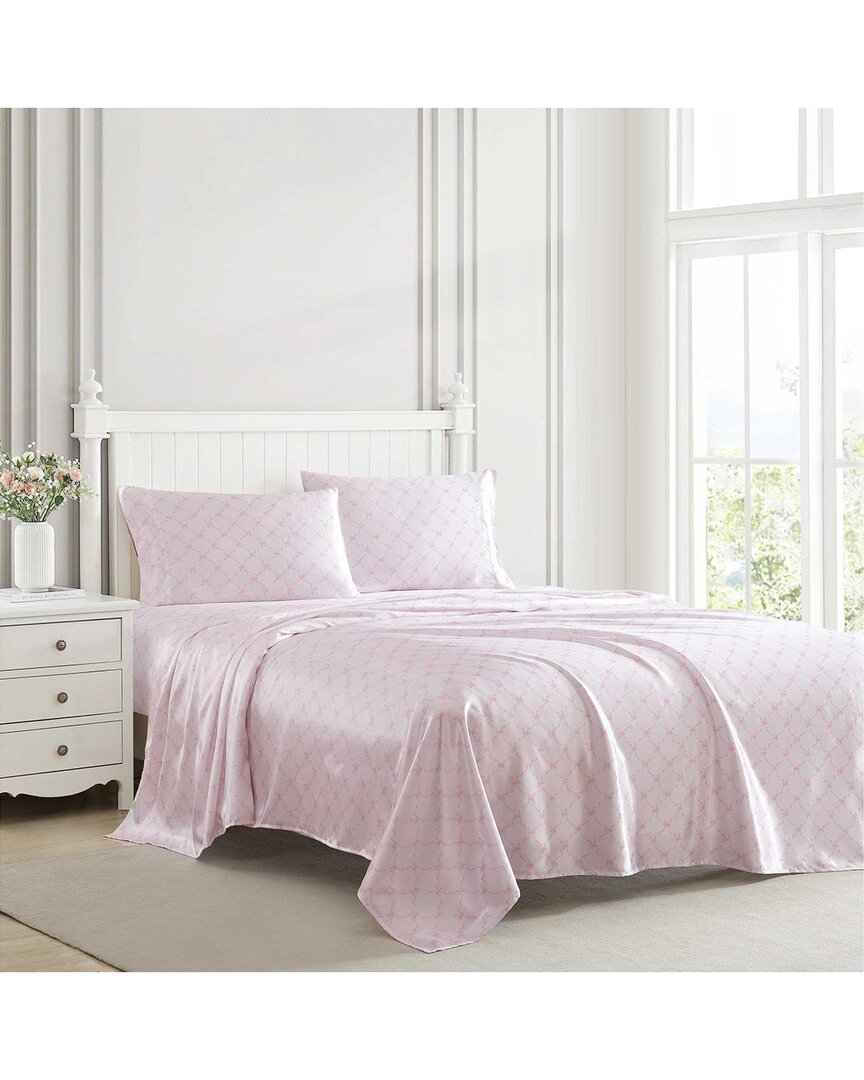 LAURA ASHLEY LAURA ASHLEY BOW RIBBON COTTON SATEEN SHEET SET 