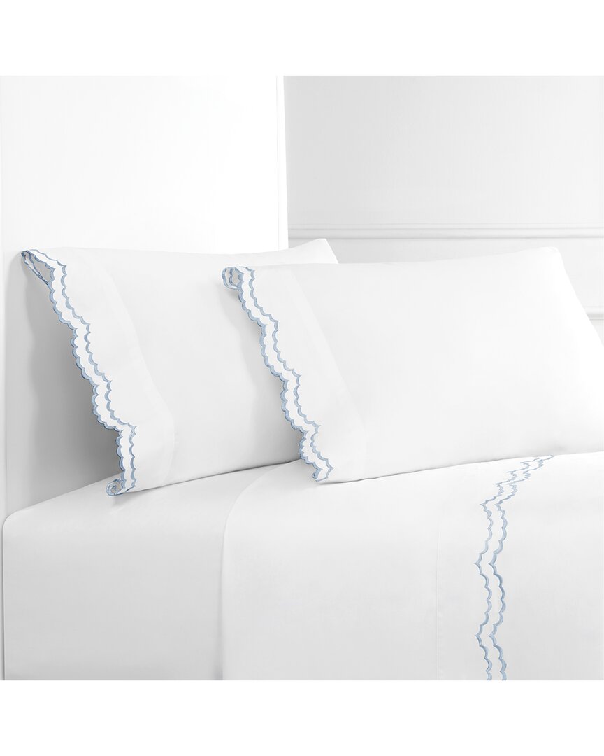 Melange Home Double Scalloped Pillowcase Set Of 2 In Blue