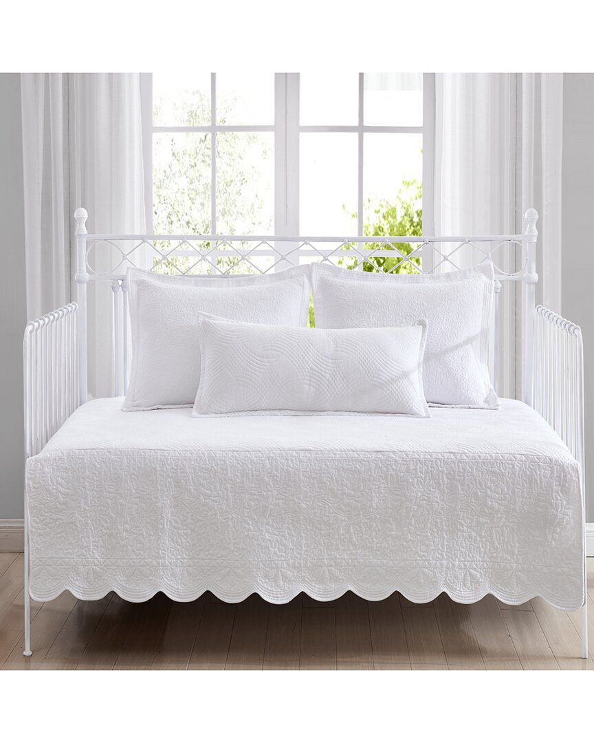 Shop Laura Ashley Solid Trellis Of Cotton 4 Piece Daybed Cover Set In White