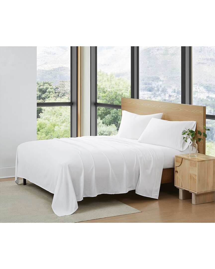 Frye 100% Cotton Linen-weave Sheet Set In White