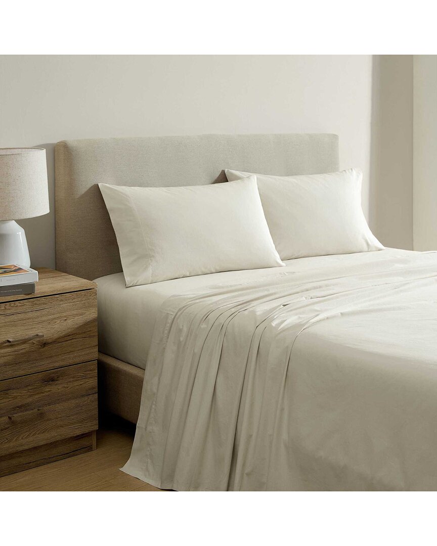 Nautica 200 Thread Count Bayview Solid Cotton Percale Sheet Set In Neutral