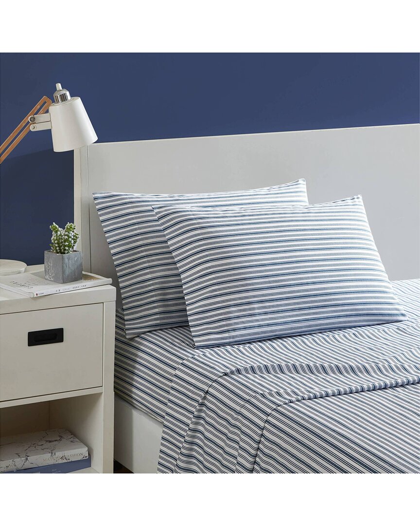 Shop Nautica Coleridge Stripe Cotton Percale Sheet Set In Blue