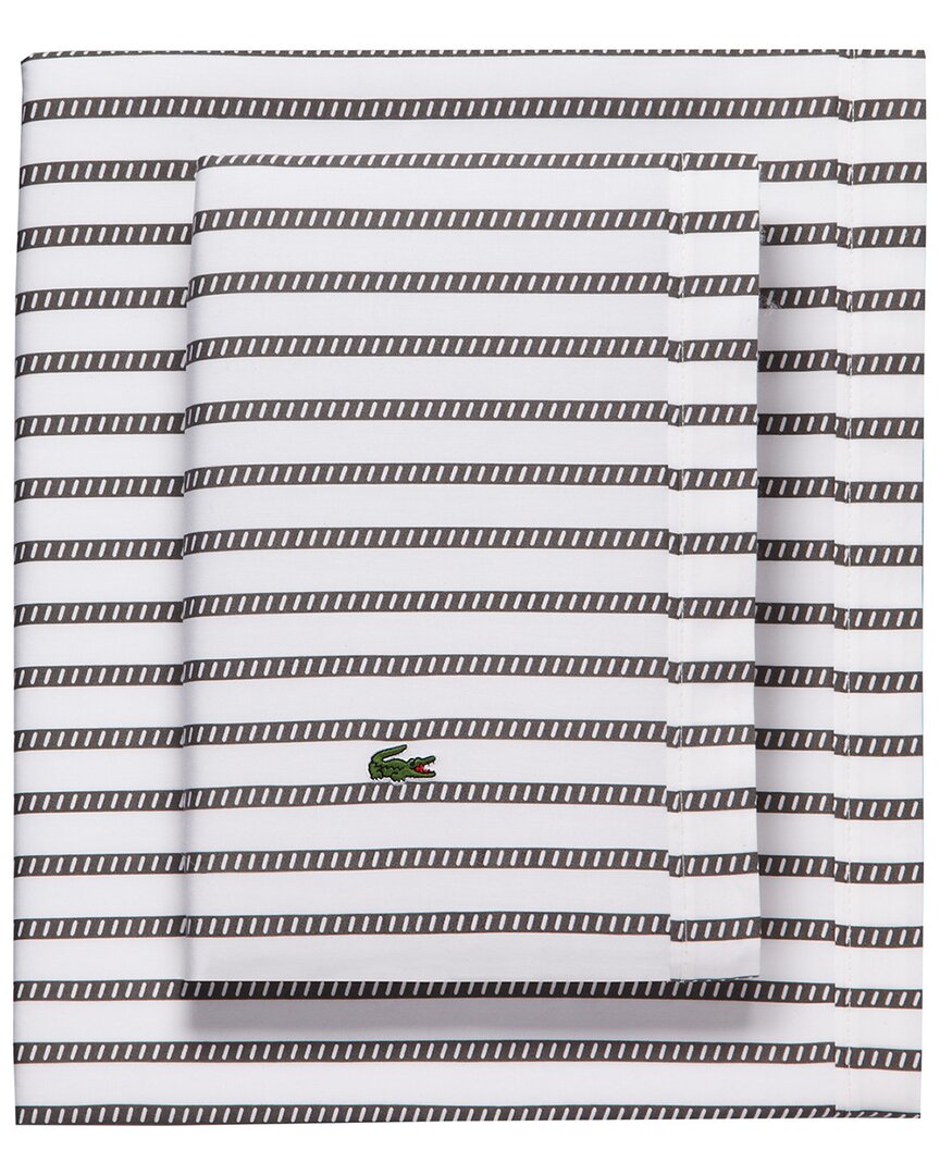 Lacoste Graphic Stripe Sheet Set, Cal King In Grey