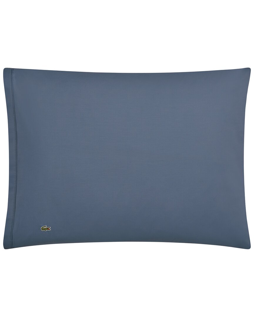 Lacoste Percale Solid Pillowcase Pair In Blue