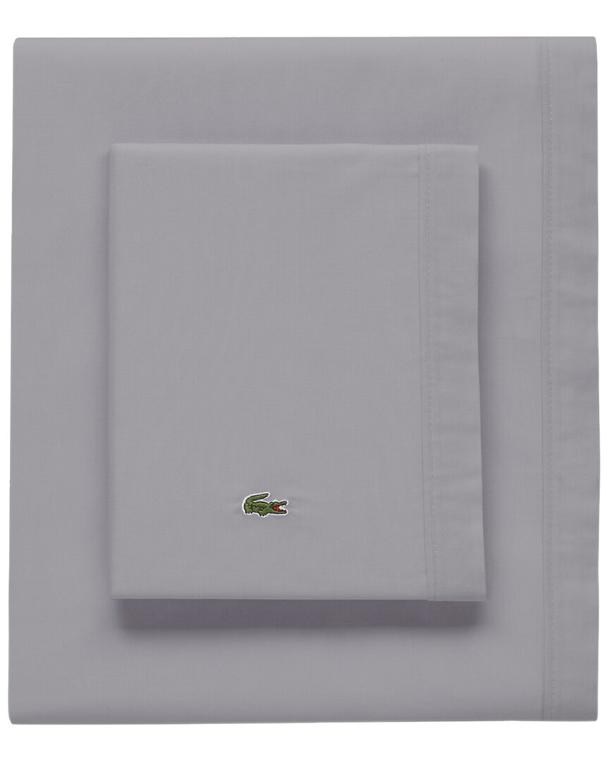 Lacoste Percale Solid Sheet Set In Grey