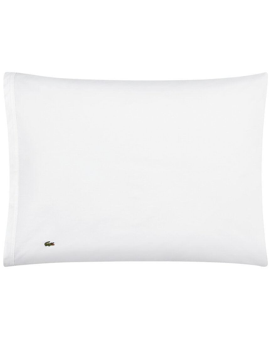 Lacoste Percale Solid Pillowcase Pair In White