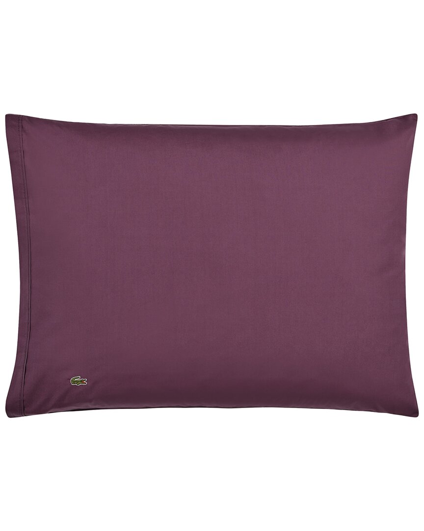 Lacoste Percale Solid Pillowcase Pair In Purple