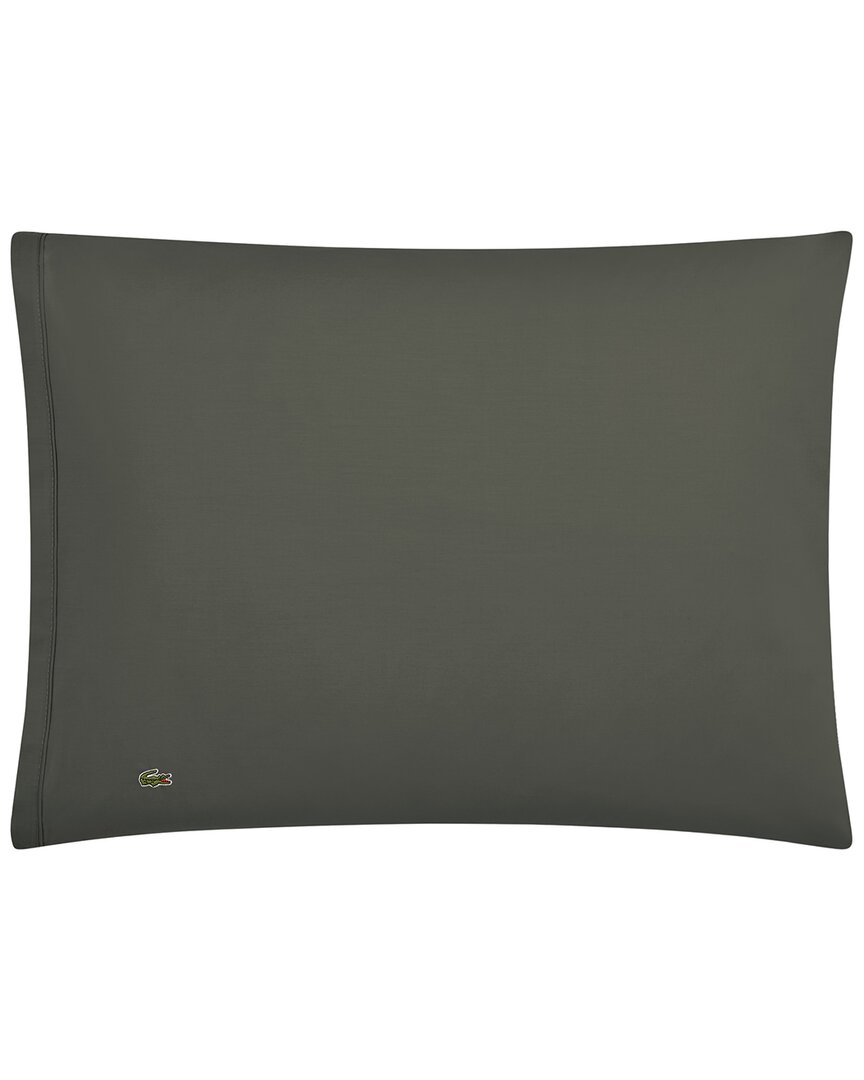 Lacoste Percale Solid Pillowcase Pair In Grey