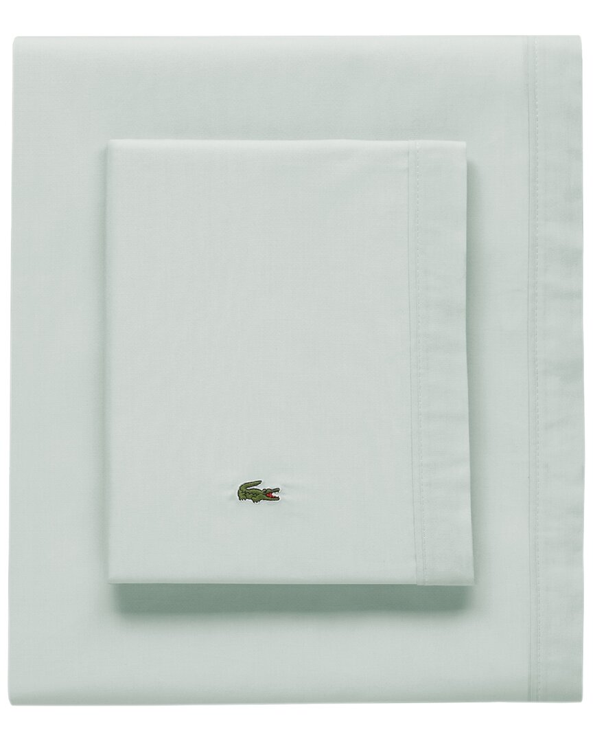 Lacoste Percale Solid Sheet Set In Mint